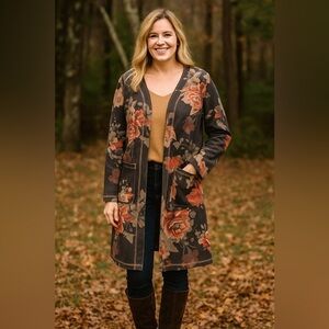 Catherine Malandrino Floral Open Front Cardigan Jacket | Size Small